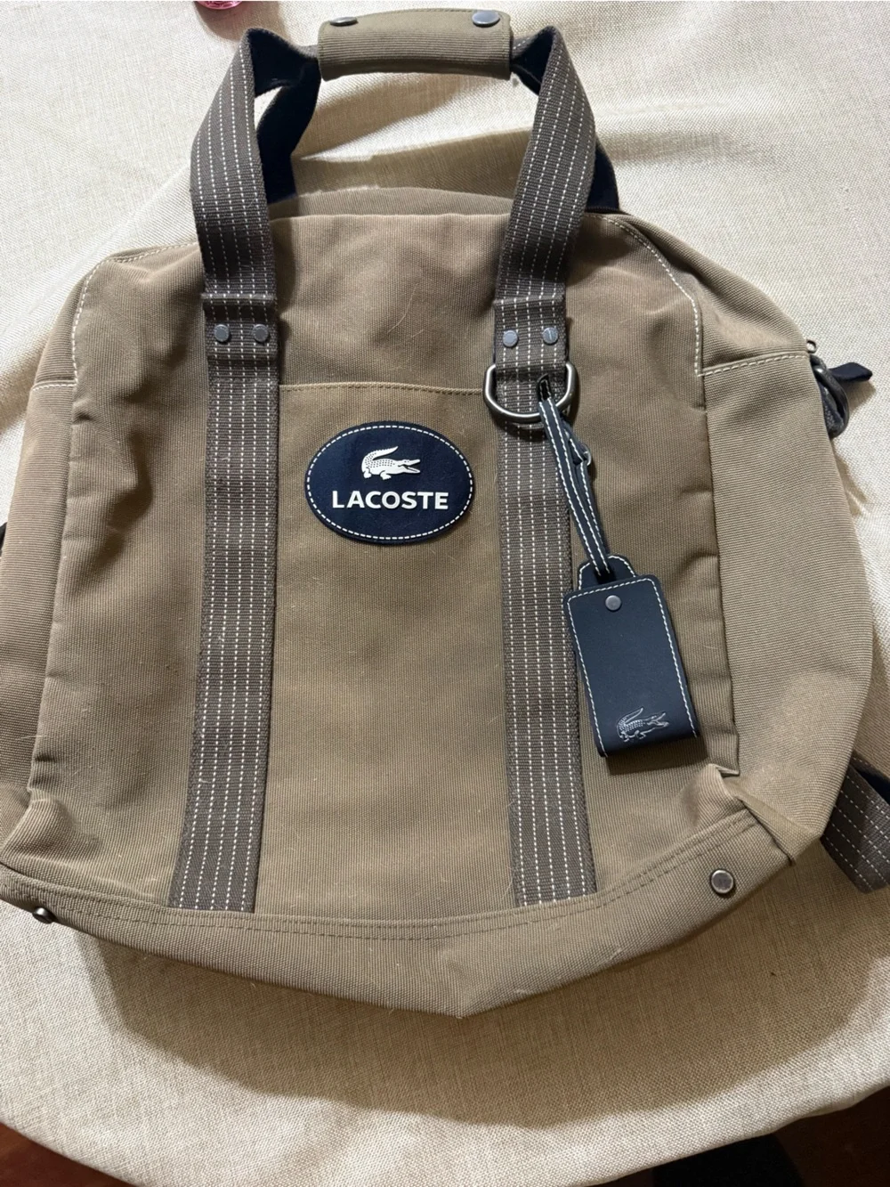 Lacoste Olive Canvas weekender bag